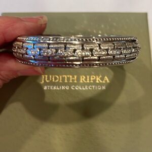 Judith Ripka 925 Silver Panther CZ/Diamonique Hinged Cuff